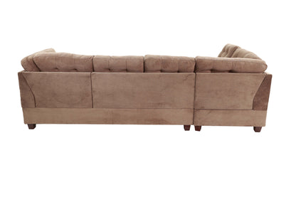 Large L-Shaped Suede Sectional Sofa - Neutral Truffle