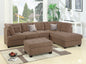 Living Room Sectional Waffle Suede Truffle Color Sectional Sofa w Pillows Couch Tufted Cushion Contemporary (NO OTTOMAN)