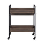 Rectangular Serving Cart with 2 Tier Shelf, Walnut and Black