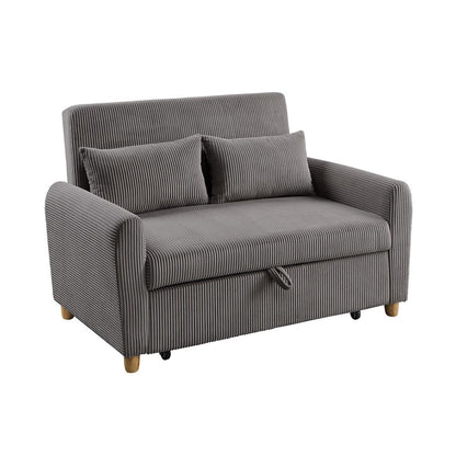 54"W Corduroy Convertible Sleeper Loveseat, Brown