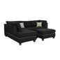 Reversible Polyfiber Sectional Sofa with Ottoman, Black