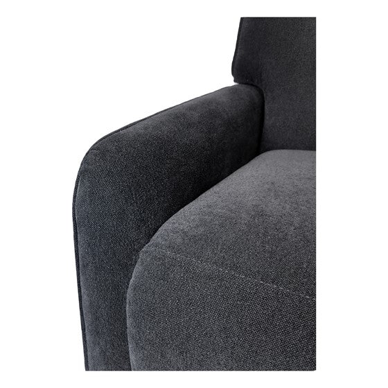 Grey Polyester Recliner - 3 Lock Positions for Living Room