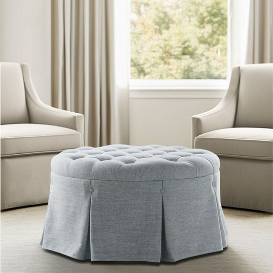 Skirted Tufted 32" Round Ottoman