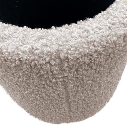 Beige Upholstered Storage Ottoman 20" Round