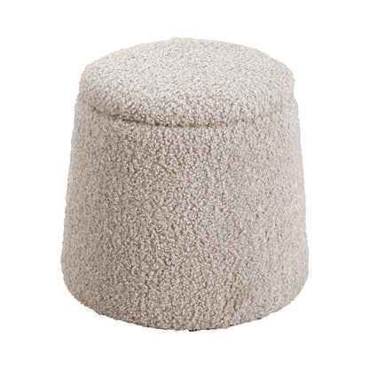 Beige Upholstered Storage Ottoman 20" Round