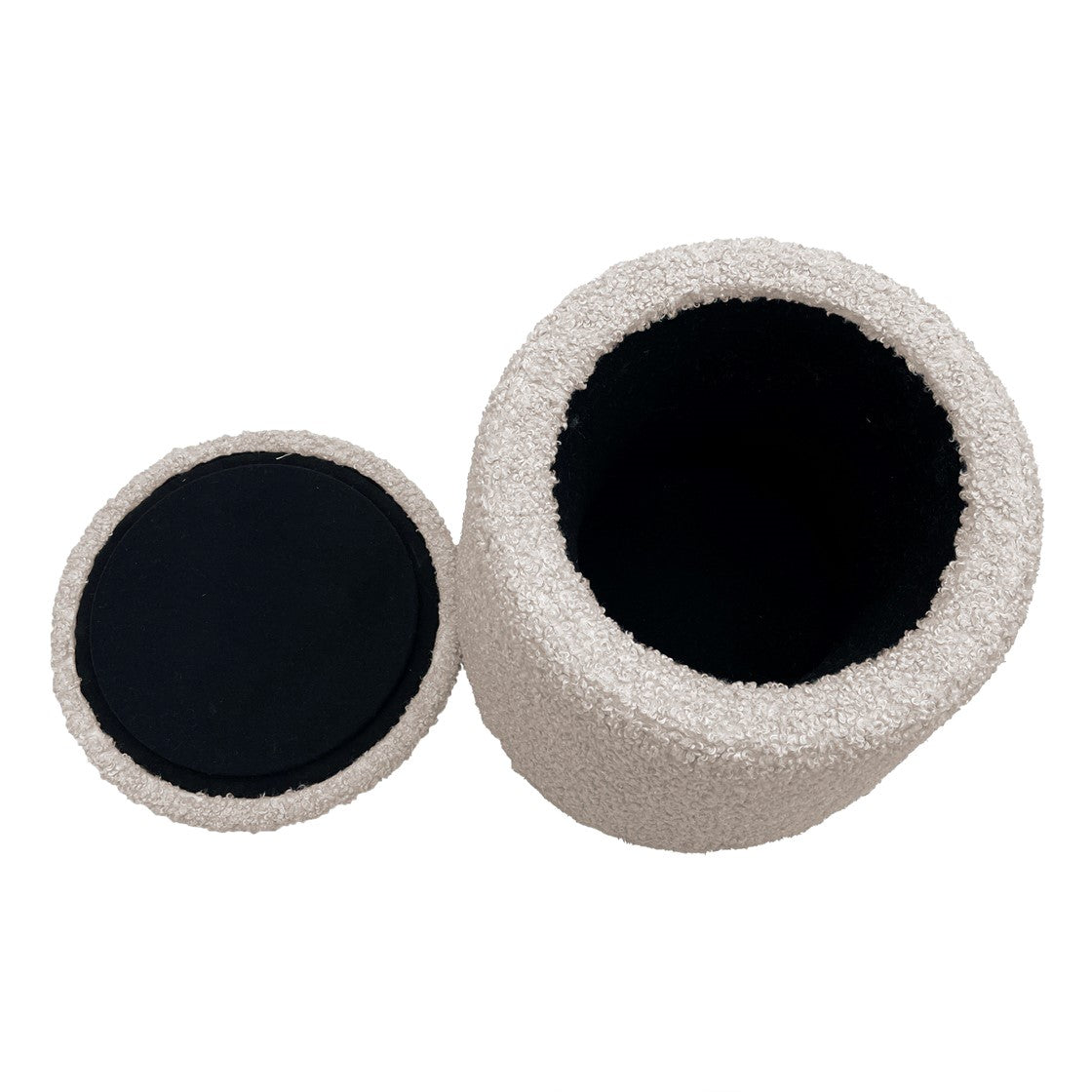 Beige Upholstered Storage Ottoman 20" Round
