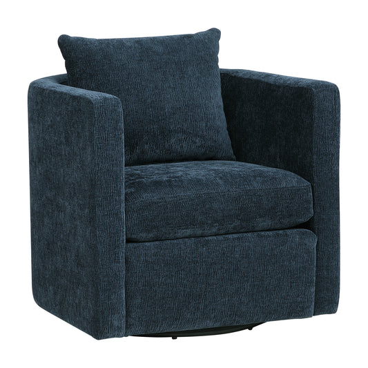 Sutton Navy Blue Swivel Barrel Chair