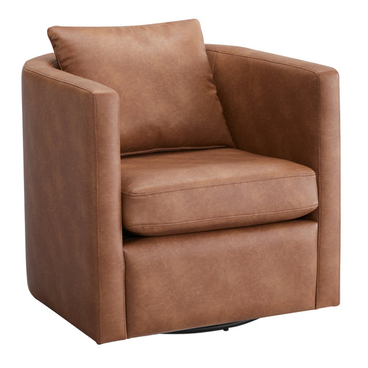 Sutton Saddle Faux Leather Swivel Barrel Chair