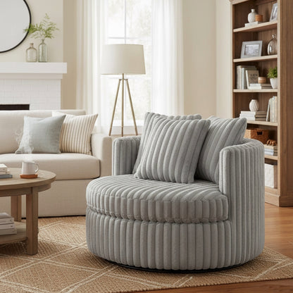 Mindy Ultra Plush Wide Cord-like Oversized Swivel Barrel Chair