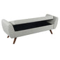 Rae Storage Bench Ottoman with Arms, Light Gray Woven Fabric, 60 Inch