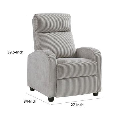 Pary Recliner - Light Gray Corduroy, Wood Frame for Living Room