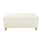 Liv Storage Bench Ottoman, Cream Sherpa, Natural Brown Wood, 42 Inch