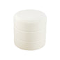 Sem Round Accent Ottoman, Cream White Chanel Stitched Boucle 18 Inch