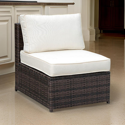Outdoor Patio Accent Chair with Metal Frame and Cream Cushion for Living Room