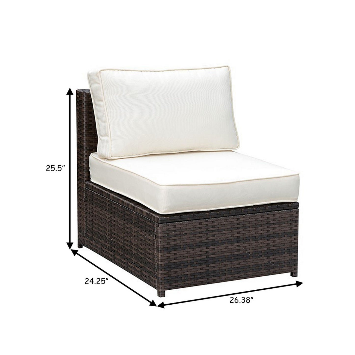 Outdoor Patio Accent Chair with Metal Frame and Cream Cushion for Living Room