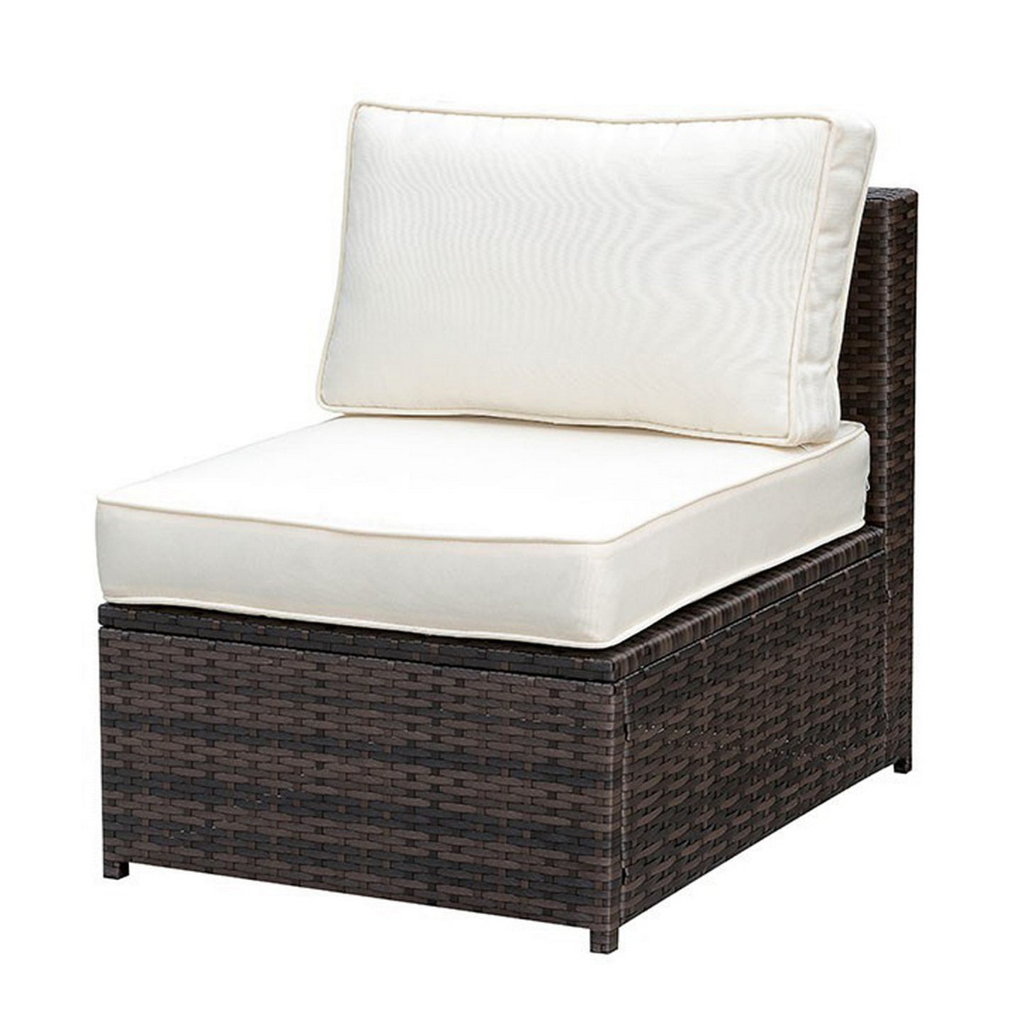 Outdoor Patio Accent Chair with Metal Frame and Cream Cushion for Living Room