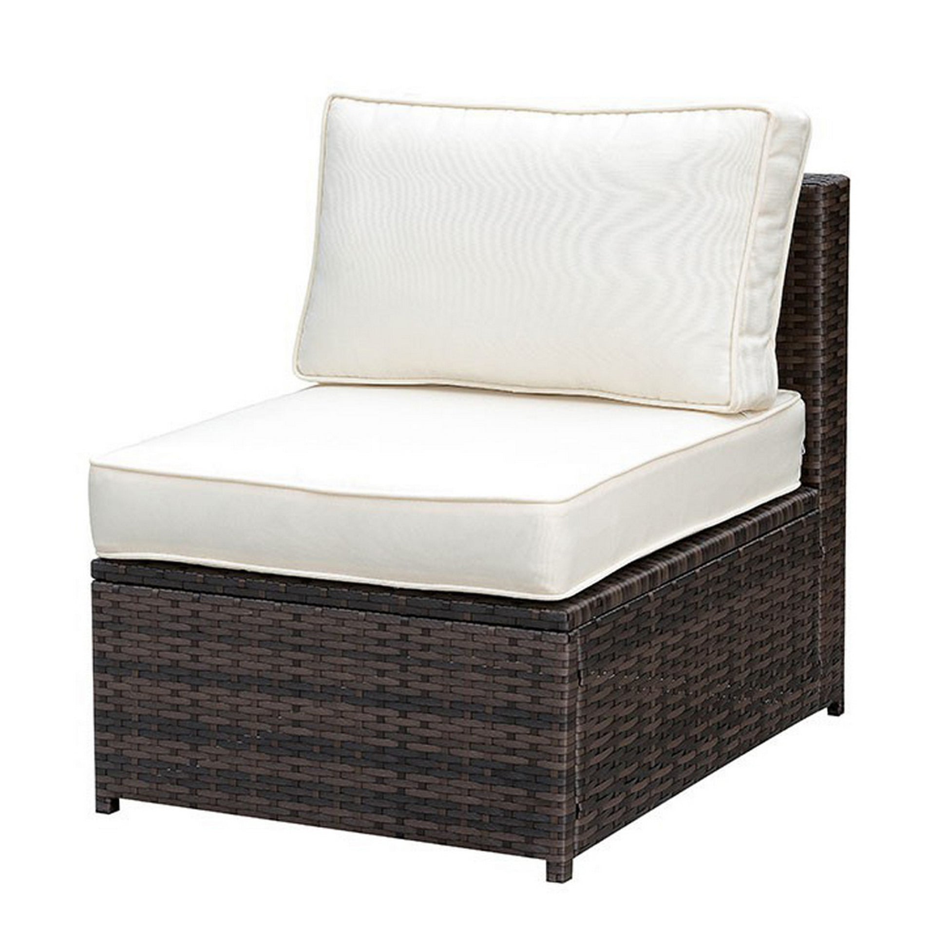 Outdoor Patio Accent Chair with Metal Frame and Cream Cushion for Living Room