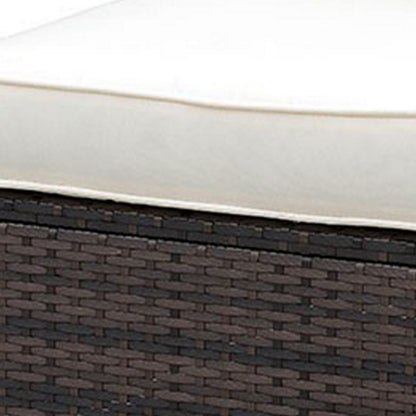 Outdoor Patio Accent Chair with Metal Frame and Cream Cushion for Living Room