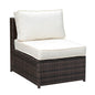 Aluminum Frame Patio Side Chair With Cushioned Seating, Ivory & Espresso Brown