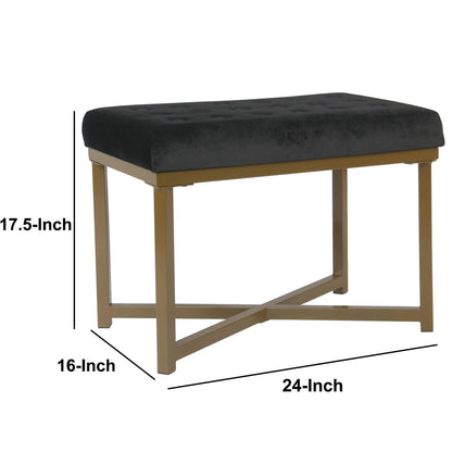 Black & Gold Metal Ottoman - Luxurious Comfort & Style