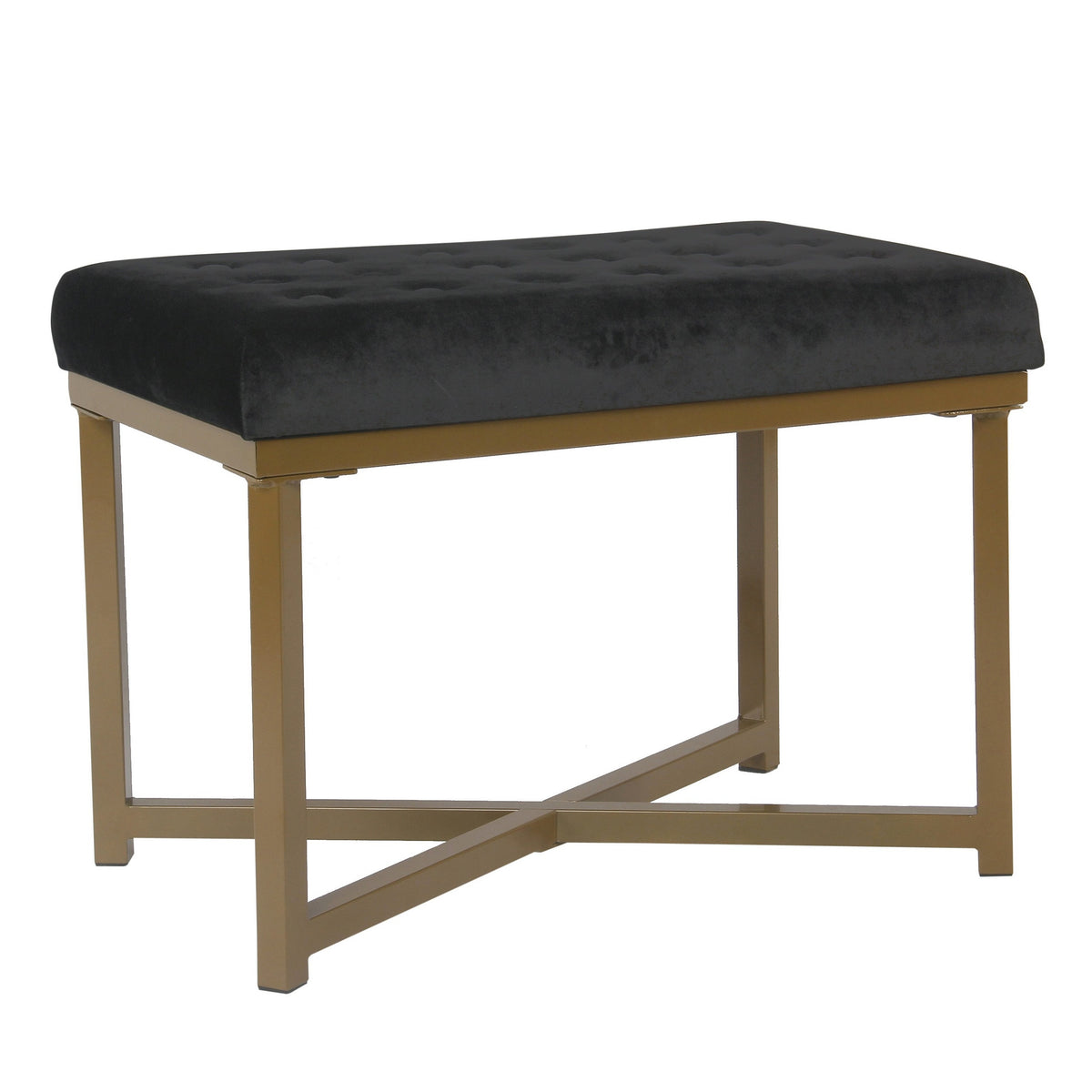 Black & Gold Metal Ottoman - Luxurious Comfort & Style