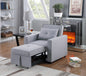 Zoey 33.25" Light Gray Linen Convertible Sleeper Chair with Side Pocket