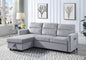 Ruby 81.5" Light Gray Velvet Reversible Sleeper Sectional Sofa with Storage Chaise and Side Pocket