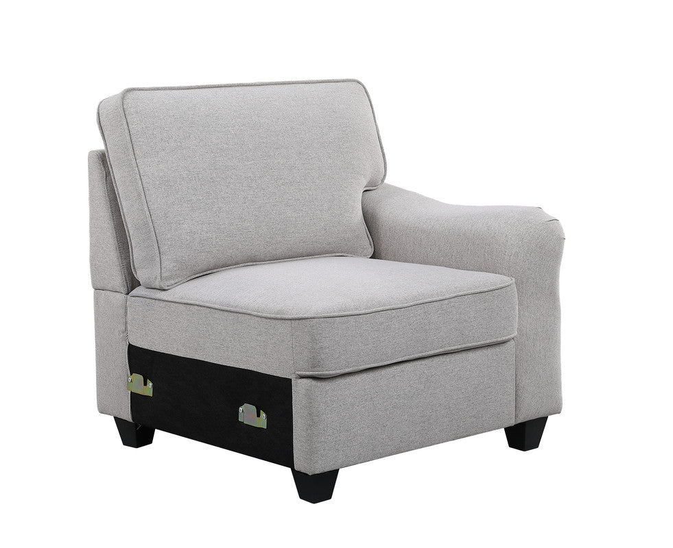 Light Gray Linen 8-Piece Modular Sectional Sofa & Ottoman