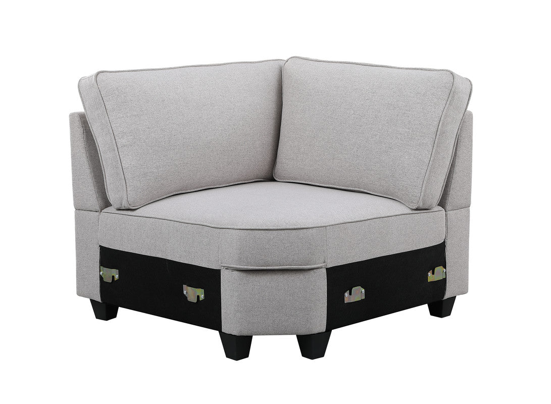 Light Gray Linen 8-Piece Modular Sectional Sofa & Ottoman