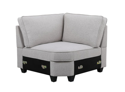 Light Gray Linen 8-Piece Modular Sectional Sofa & Ottoman
