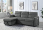 Ivy 81.5" Dark Gray Velvet Reversible Sleeper Sectional Sofa with Storage Chaise and Side Pocket