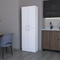 White Pantry Cabinet with 4 Doors and 5 Hidden Shelves