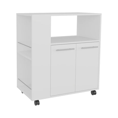 White Kitchen Cart with Microwave Shelf - Small Size for Dining Room