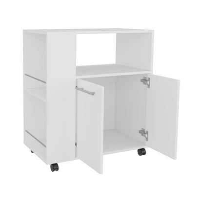 White Kitchen Cart with Microwave Shelf - Small Size for Dining Room