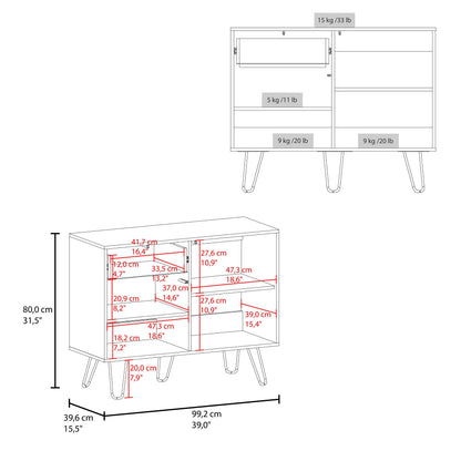 White & Natural Oak Sideboard - Storage Server Dining Room