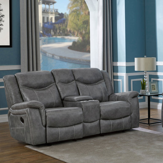 Carmen Cool Grey Motion Loveseat with Storage