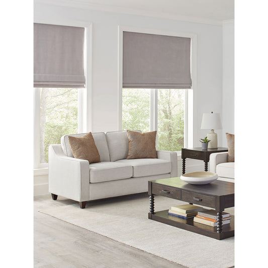 Mahaffey Beige Upholstered Sloped Track Arms Loveseat