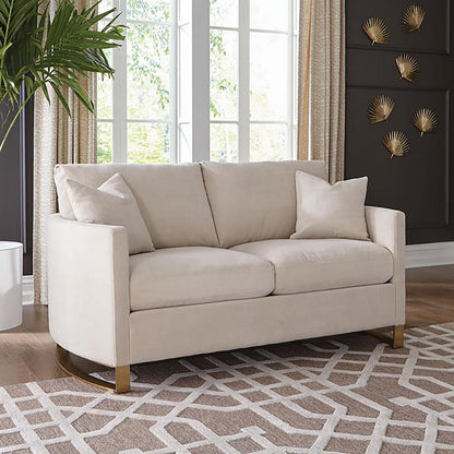 Rufo Beige Upholstered Cushion Back Loveseat with Pillows
