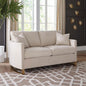 Rufo Beige Upholstered Cushion Back Loveseat with Pillows