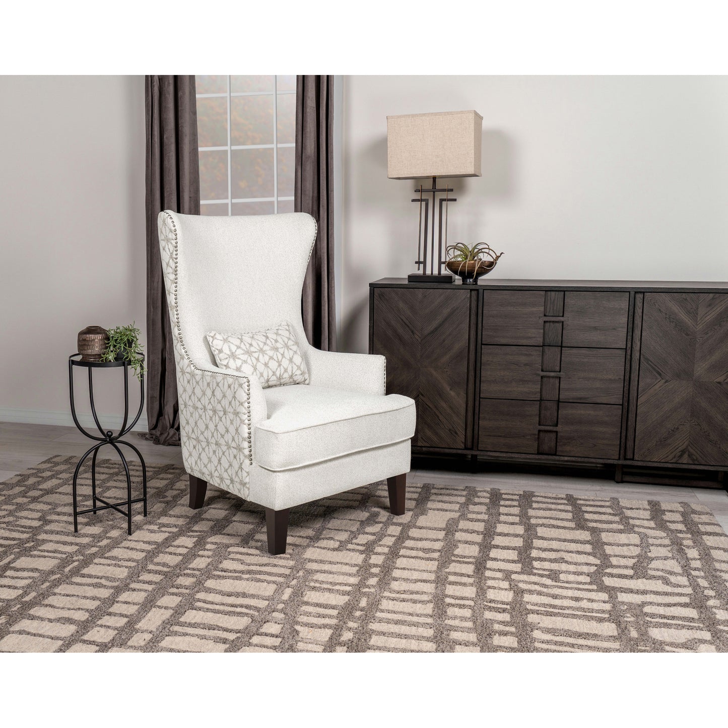 Lindstrom Latte Wingback Accent Chair