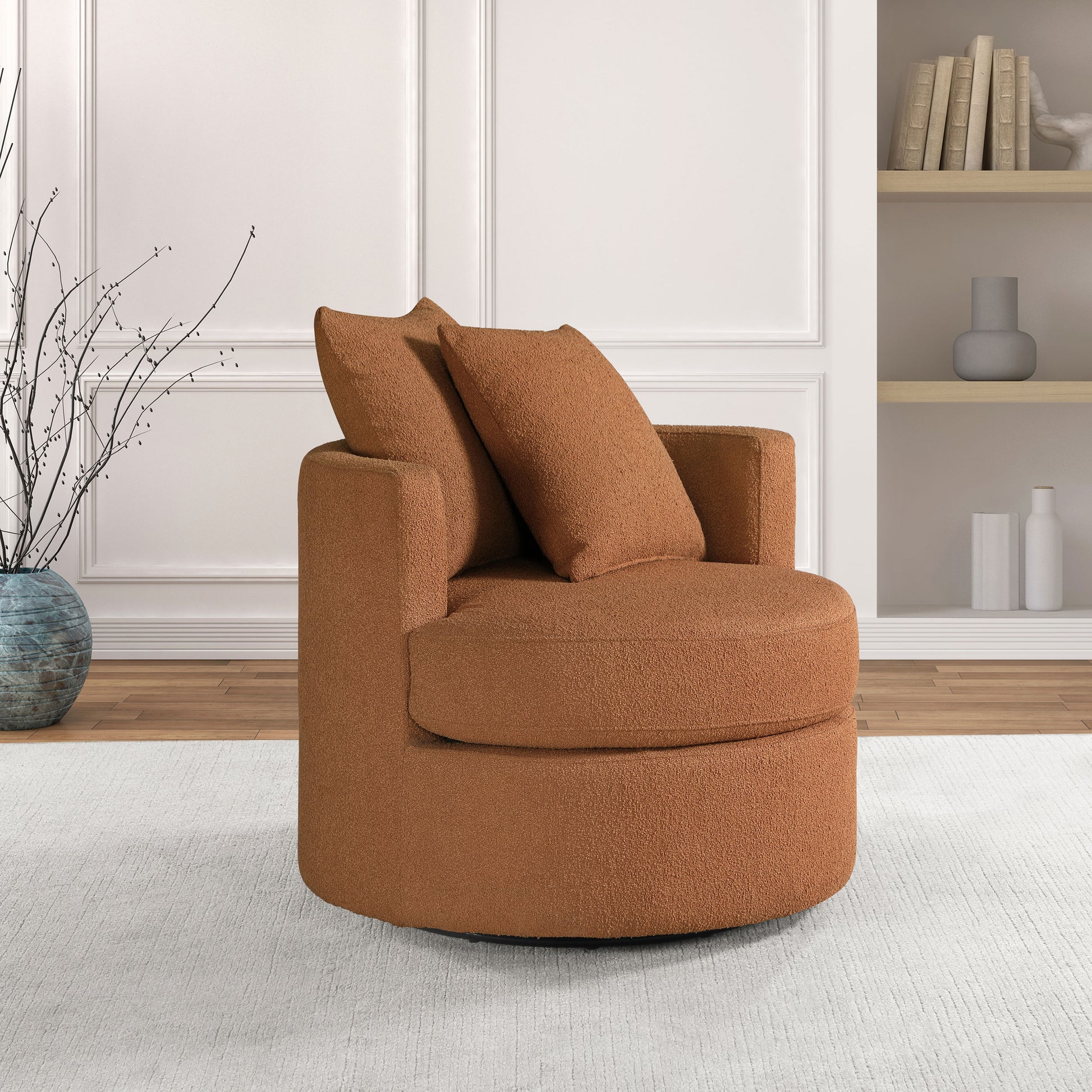 Quinn Burnt Orange Upholstered Swivel Accent Chair