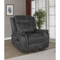 Franklin Charcoal Upholstered Padded Arm Glider Recliner