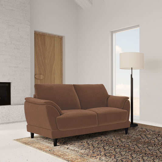 Dania Rust  Upholstered Crescent Arm Loveseat