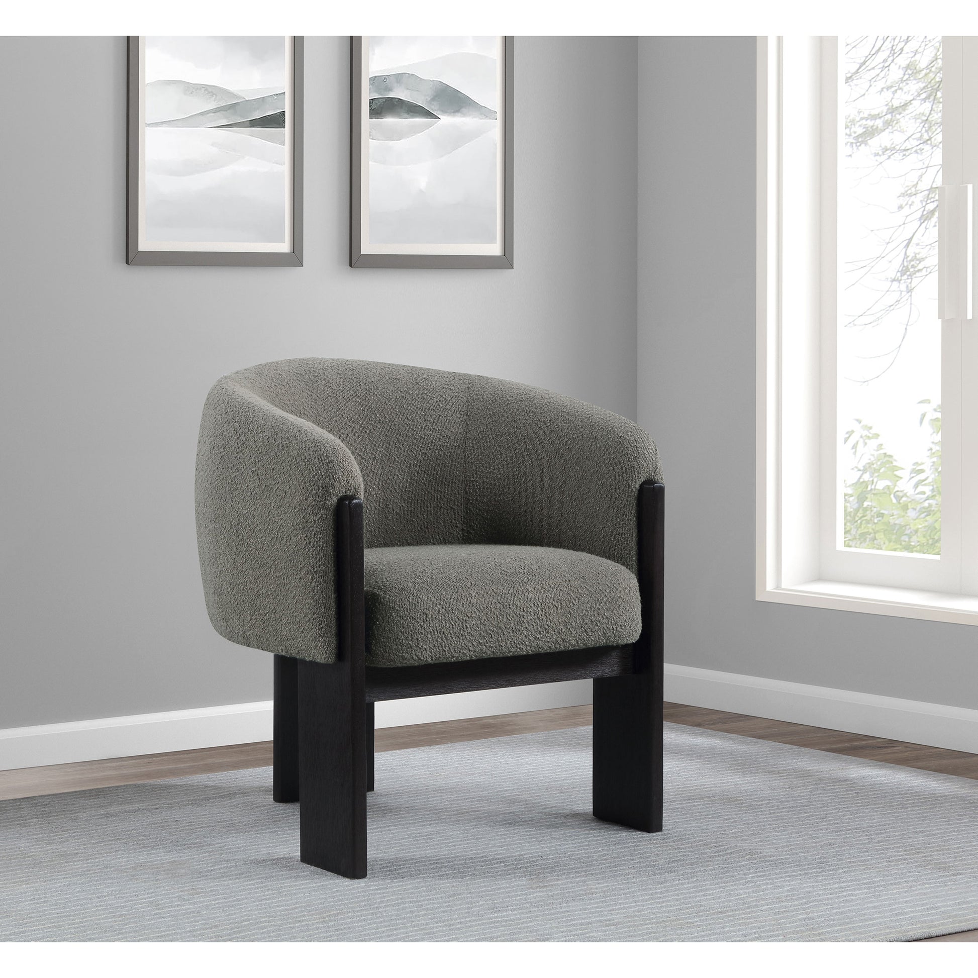 Maciel Brown Upholstered Barrel Back Accent Chair
