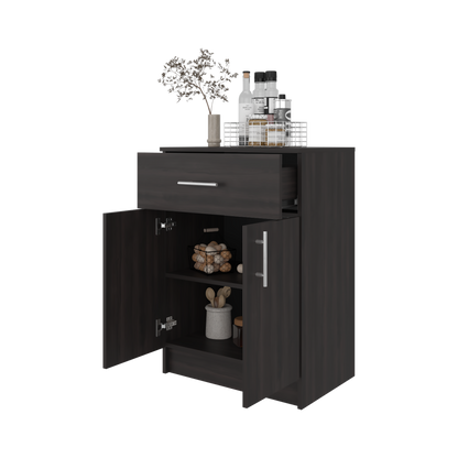 Wenge 2-Door Kitchen Pantry - Compact Storage Cabinet for Dining Room