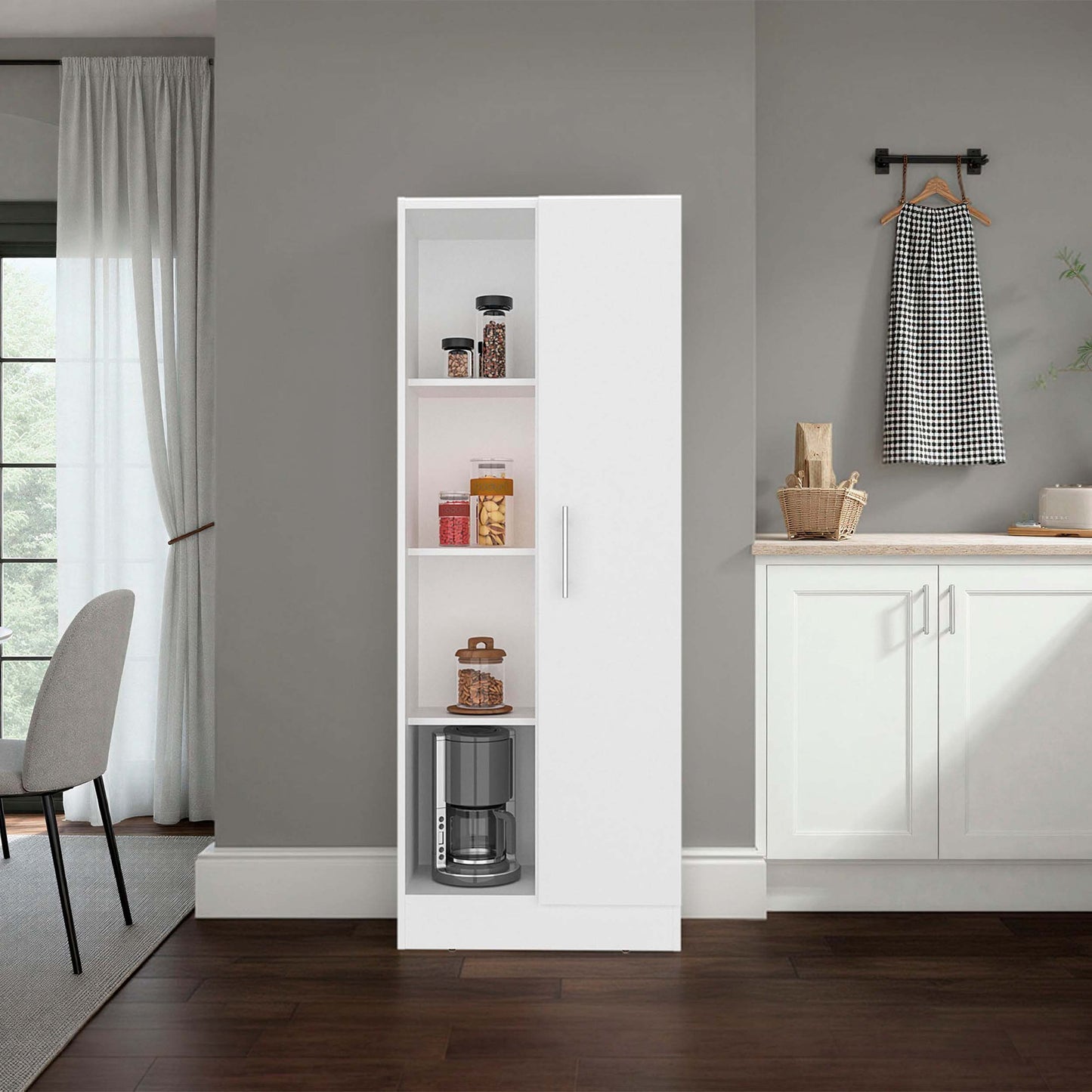 White 1-door Kitchen Pantry Cabinet