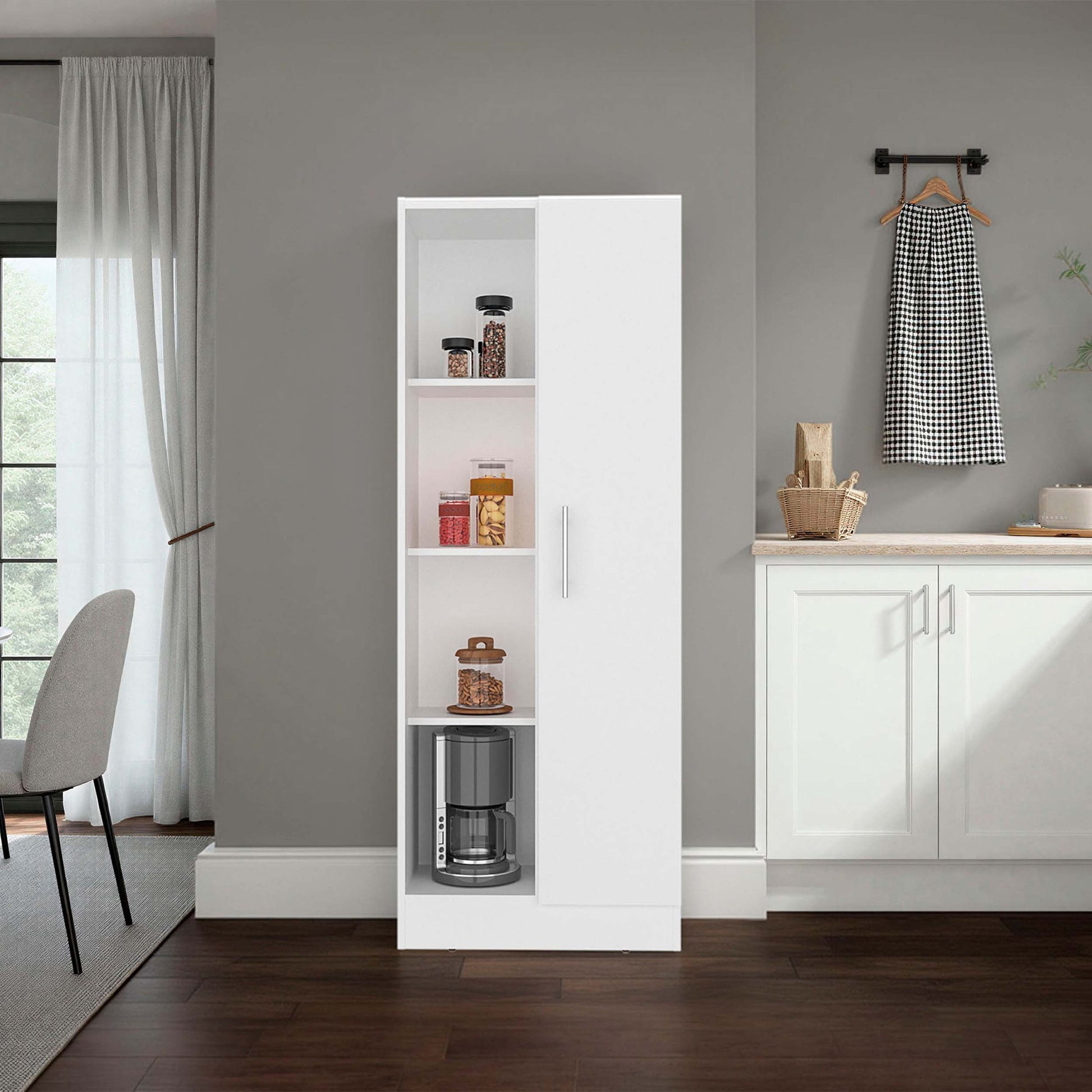 White 1-door Kitchen Pantry Cabinet