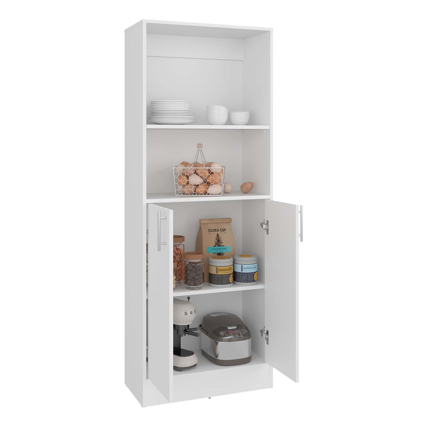 Small White Kitchen Storage Cabinet with Shelves