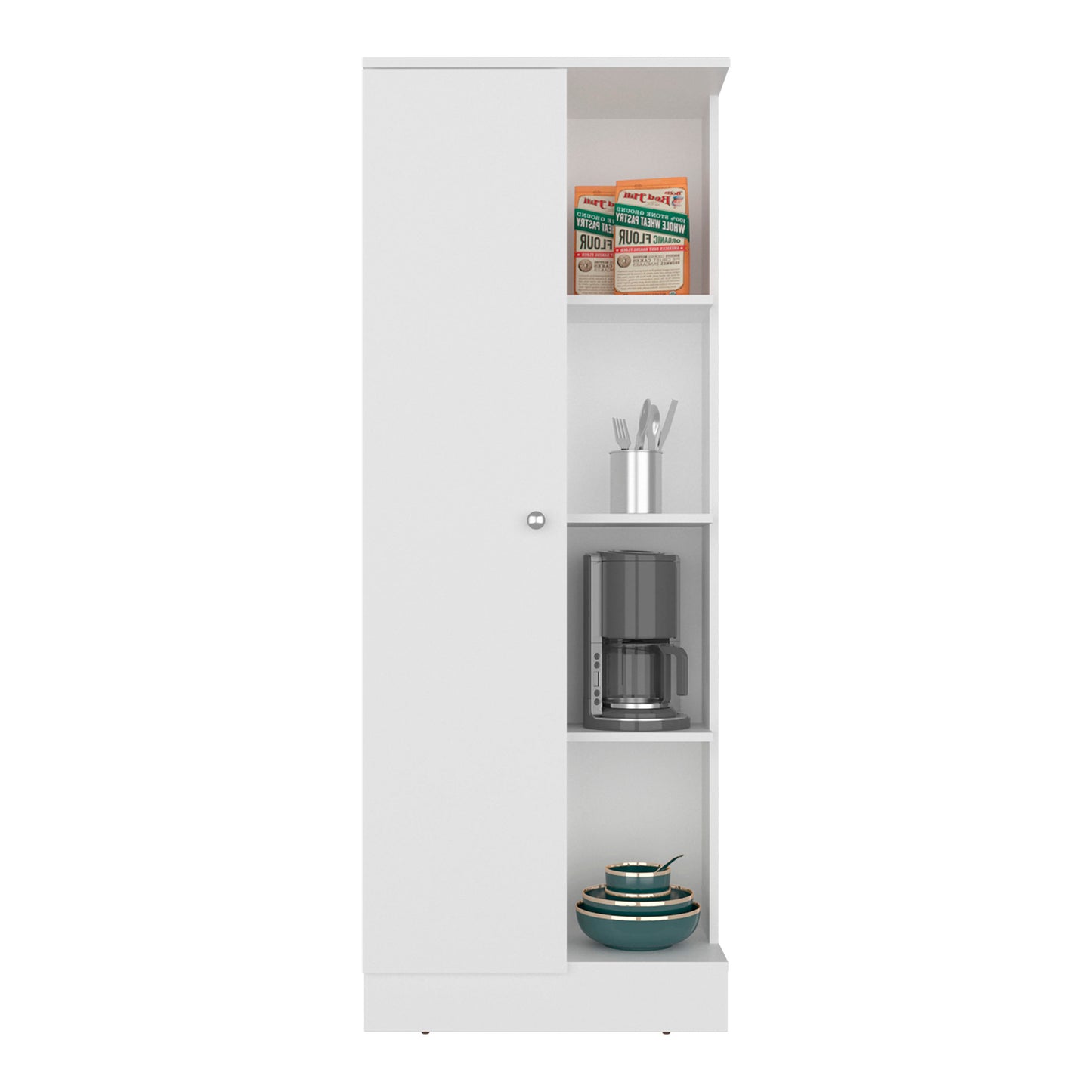 White Kitchen Storage Cabinet - 6 Shelf Server