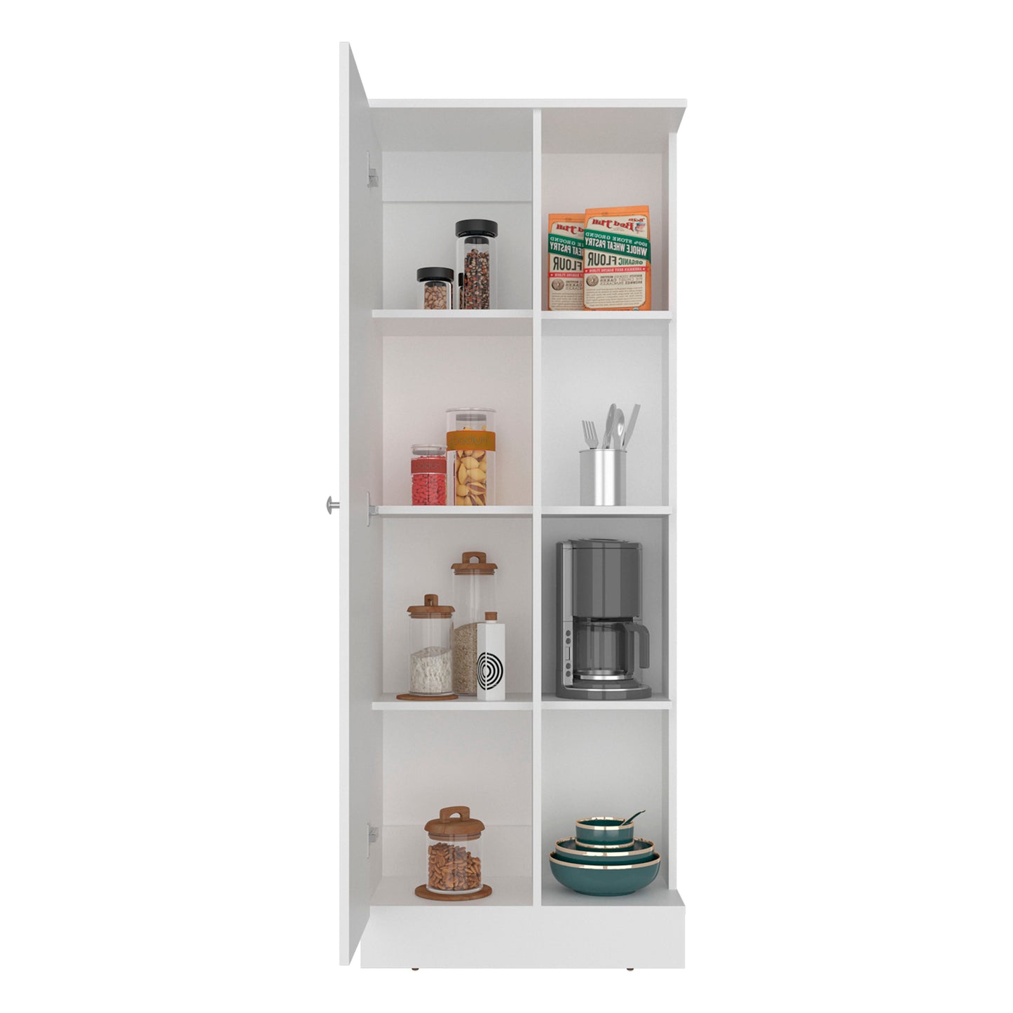 White Kitchen Storage Cabinet - 6 Shelf Server